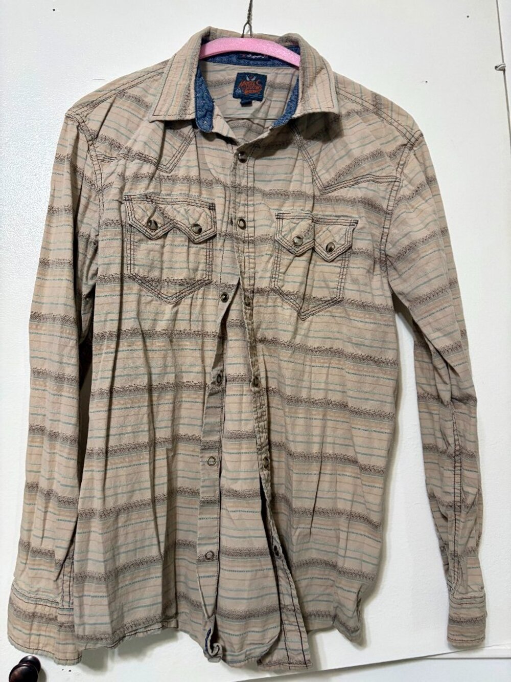 Moonshine Spirit - Long Sleeve pearl snap button-down western shirt.